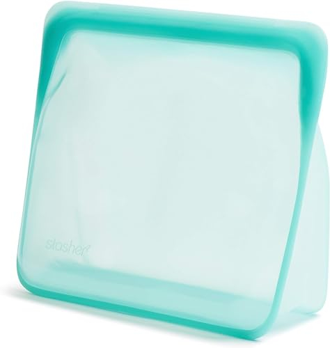 Stasher Stand Up Bag Mega (Aqua) | Sacchetti sandwich riutilizzabili per viaggi e cibo | Sacchetti in plastica con chiusura a zip | 24,1 cm x 27,9 cm x 3,8 cm / 3L