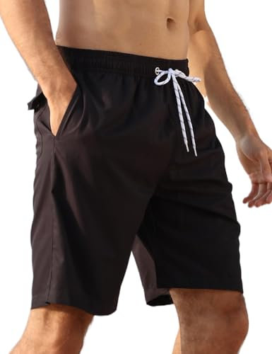 APTRO Costumi Pantaloncini da Bagno Uomo Mare Surf Piscina Stampa Hawaiana Estiva Grande Asciugatura Rapida con Fodera in Rete Nero S127 S