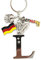 ELLUG Schlüsselanhänger H.: 11cm Buchstaben/Letter/Initalien/Alphabet/ABC mit Glitzersteinen & Charms Bierkrug/Adler/Deutschland-Fahne/Germany (L)