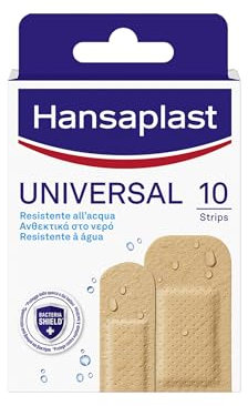 Hansaplast Cerotti UNIVERSAL, Cerotti impermeabili con elevato potere adesivo, Cerotti traspiranti per tutti i tipi di ferite, 1 confezione da 10 Pezzi in 2 formati