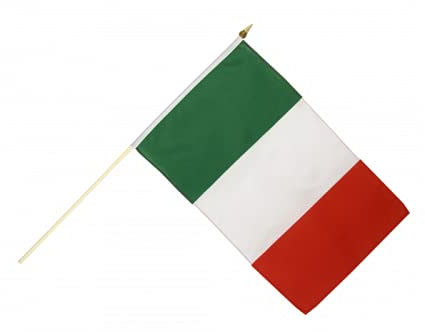 Zeus Party Bandierina Italia 20x30 cm con asta Bandiera Tricolore con Asta Per Sventolare Euro2021
