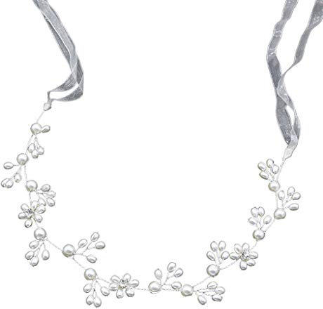 TinaDeer Blätter Hochzeit Haarkämme Kristall Braut Kopfschmuck Haarband Perlen Haarschmuck für Frauen und Mädchen für Festival Party Hochzeit Strand Geburtstag (Weiß)