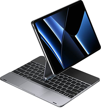 doqo Tastaturhülle für iPad Air 13 (M2) 2024 und iPad Pro 12,9 (6., 5., 4., 3. Generation), 360° drehbare magnetische Tastaturabdeckung mit Multi-Trackpad, Aluminiumlegierung, Hintergrundbeleuchtung