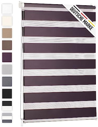 Blumtal Doppelrollo 140 x 155-195cm - Klemmfix Rollo, Rollos für Fenster ohne Bohren, Klemmrollo für Fenster & Türen, Seitenzugrollo, Lila