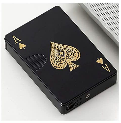 Zigarettenanzünder Feuerzeuge Gasfeuerzeuge Gas Gelddetektor Spielkarten Geformt Winddicht Feuerzeug Nachfüllbar Butan Metall Aufblasbare für Küche, Outdoor, Wandern,Black a