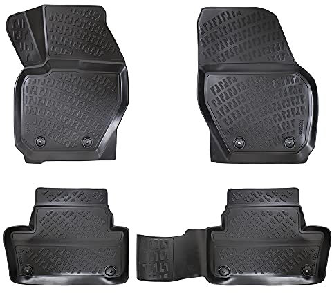 Rizline Passgenau 3D Fussmatten Auto Kompatibel mit Volvo XC60 1.Gen. Y20 2008-2017 Auto Zubehör 1. und 2. Reihe Gummimatten Autos TPE Allwetter Geruchlos rutschfest Vorne und Hinten Schwarz
