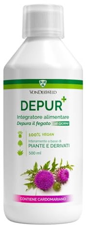 Vonderweid - DEPUR + | Detox Fegato Forte | Integratore Drenante Fegato con Aloe Vera, Carciofo e Cardo Mariano | Depurativo e Disintossicante Fegato | Integratore Vegano | Made in Italy | 500 ml