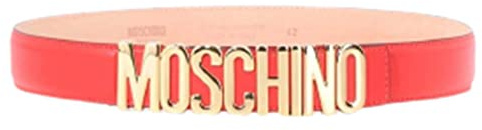 Moschino Gürtel Couture rot mittelmatt matt Logo gold tg 46, rot, 40