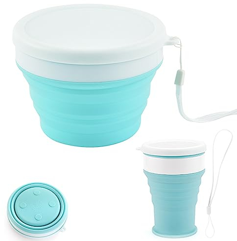 xocome Vaso plegable de silicona y cuenco plegable de silicona, a prueba de fugas, para viajes y camping, apto para microondas, congelador y lavavajillas