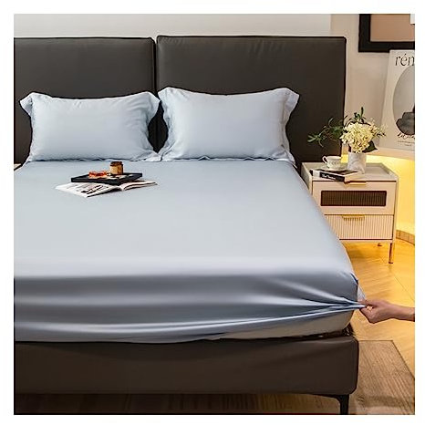 OBONG Premium Spannbettlaken 100% Tencel Lyocell Eukalyptusfasern Spannbetttuch for Allergiker Antibakteriell Ganzjahres Bettwäsche (Color : D, Size : California King)