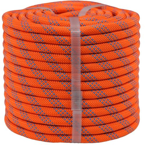 YUZENET Braided Polyester Arborist Rigging Rope (3/8 inch X 150 feet) High Strength Outdoor Rope for Tree Climbing Hiking Camping Swing, Orange/Blue