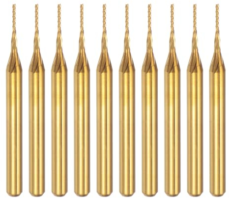 QUARKZMAN 10 Piezas de Fresas de Carburo de Titanio Recubiertas de 0.7mm para Fresadora de Grabado CNC para Máquina PCB, Vástago de 1/8