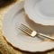 Vajilla de Porcelana Porland Frilly - Vajilla de 18 Piezas Blanca y Dorada – Vajilla completa y elegante – Vajilla para 6 personas