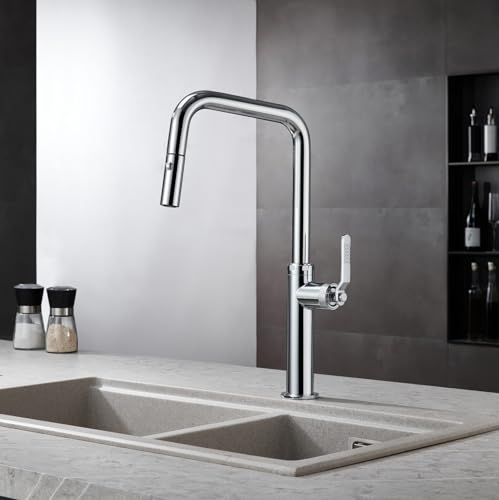 IMEX - Grifo de Cocina Extraible | Grifo Monomando Fregadero con Difusor | Griferia de Cocina con Mangera Flexible 360º | Serie Niza | Color Cromado