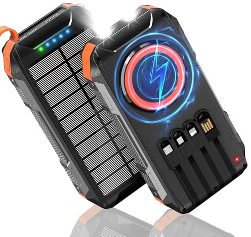 wireless power bank -Magnetic Portable Phone Charger 26800mA with 4 Built-in Cable,30W Fast Charging Battery Pack USB C in/Output for All Cell Phone iPhone,Galaxy,Android,Etc