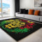 Bereich Teppich 120 x 180 cm rutschfeste Kurzflor Bedruckte Rasta Löwenkopf Teppiche Waschbar Teppiche Gegend für Jungen Teen Schlafzimmer Wohnzimmer Dekor Gelb Grün