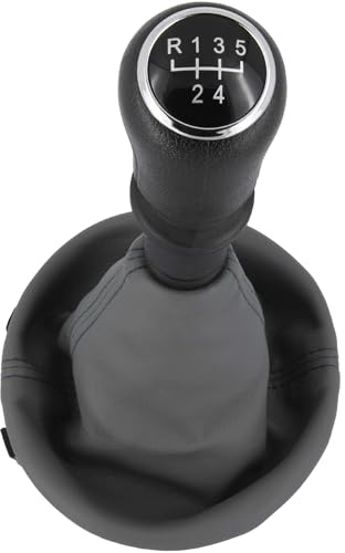 Recambo Schaltknauf + Schaltsack Set 5 Gang passend für VW T5, 2003-2015, Plug & Play, Auto Schalthebel Schaltmanschette, mit Rahmen, grau