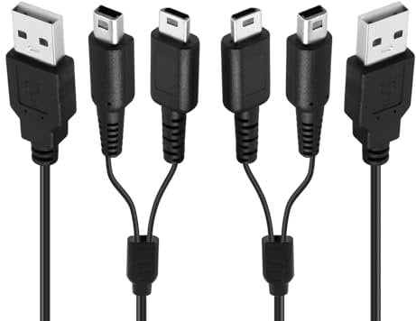 YENOVO 2 Pack All-in-1 DS/3DS Charger Cable – Universal USB Charging Cord Compatible with Nintendo DS Lite, 3DSXL, 3DSLL, 2DS, NDSi – Compact Replacement AC Adapter for Travel & Home Use
