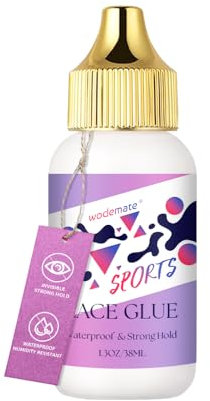 wodemate colle dentelle forte tenue pour les perruques Sports, colle perruque imperméable pour la chaleur extrême, adhésif de liaison de cheveux Invisible pour les systèmes de Poly et dentelle,1.3Oz