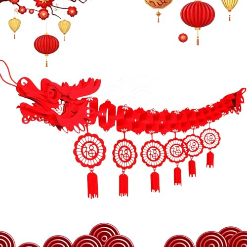 Chinese Dragon Ceiling Decoration 170cm – 2026 Chinese New Year Decorations, Lunar New Year Party Supplies, Festive Hanging Dragon for Home, Shops, Restaurants, and Celebrations
