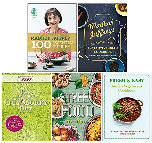 My Kitchen Table, Madhur Jaffrey Instantly Indian Cookbook [Hardcover], Slow Cooker Spice Guy Curry Diet, Indian Street Food, Fresh & Easy Indian Vegetarian Cookbook 5 Books Collection Set