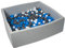 Velinda Bällebad Ballpool Kugelbad Bällchenbad Kinder-Pool mit 600 Bällen/120x120cm (Farbe der Bälle: weiß, blau, grau)