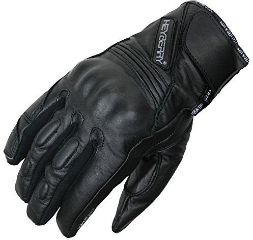 HEYBERRY Motorradhandschuhe Leder Retro Old School Cafe Racer Chopper Schwarz Gr. L