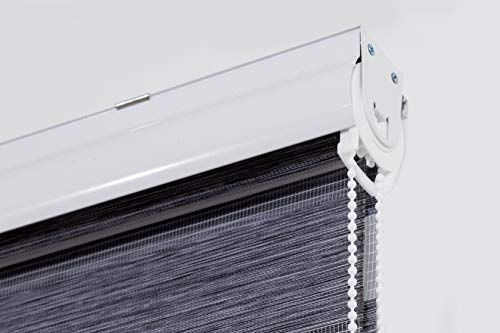 Estoralis VARYS - Doppelrollo mit dekorativer Kassette, Bohren Duo Rollo mit Sicht,und Sonnenschutz für Fenster und Türen, 120 x 250 cm, Farbe Grau