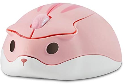 Tynerza Niedliche Tier Hamster Form Wireless Silent Maus Tragbare Reise Mute 1200DPI Neuheit Optische Schnurlose Ruhige Mäuse für Computer Laptop PC Geschenk (Rosa)