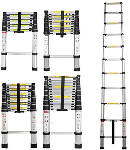 3,2m Teleskopleiter Alu-Klappleiter Rutschfester Klappleiter Stehleiter Ausziehbare Robust Stehleiter,150 kg/330 Pfund Belastbarkeit