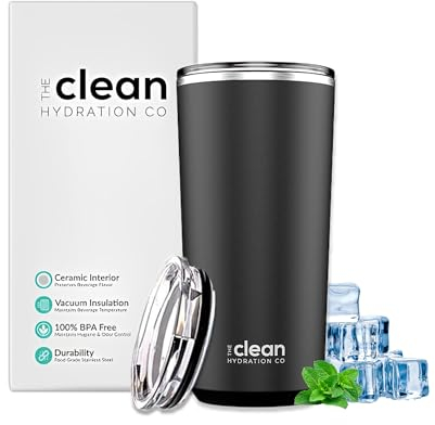 Tumbler Insulated with Lid, Double-Wall Vacuum, 20 Oz Travel, Office Tumbler, Hot & Cold Drinks, Ceramic Interior, Spill-Proof, BPA-Free, No Metal Taste