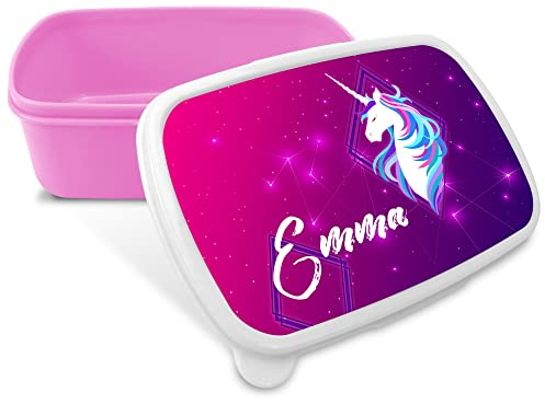 LolaPix Lunch Box niños. Caja merienda infantil. Caja merienda con nombre. Fiambrera infantil. Apta microondas y libre BPA, Filatos y metales pesados. Regalos personalizados. UNICORN