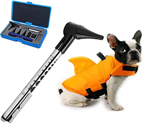HDGRNCC Otoscope Vétérinaire À LED, Otoscopes Pour Chien Et Chat, Ensembles De Portée D'oreille Professionnelle Avec Lumière, Livré Des Accessoires En 4 Tailles, Convient Aux