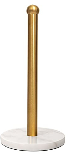Schwerer Papierhandtuchhalter, einfaches Einhand-Design für Küchenständer, Papierhandtuchspender, stabile Basis für Standard-Papierhandtuchrollen und Mega Papierhandtuchrolle (Gold gebürstet)