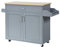 GOPLUS Carro de Servicio con cajón y Armario, Carro de Cocina rodante, Carro Lateral con división Ajustable, 2 Ruedas con Freno, de Madera, en Estilo casa de Campo, para Cocina Restaurante (Gris)