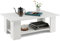 LIFEZEAL Couchtisch Weiß, Wohnzimmertisch mit offener Ablage, Kaffeetisch mit breiter Platte, Sofatisch modern, für Wohnzimmer Büro, 90x52x32 cm