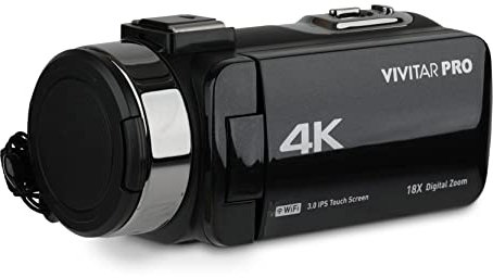 Vivitar 4K Video Camera, Wi-Fi Ultra HD Camcorder with 18x Digital Zoom, 3” IPS Touchscreen Video Recorder with Night Vision, Vlogging Camera with 3.5mm Microphone Jack, Rechargeable, SD Card Slot
