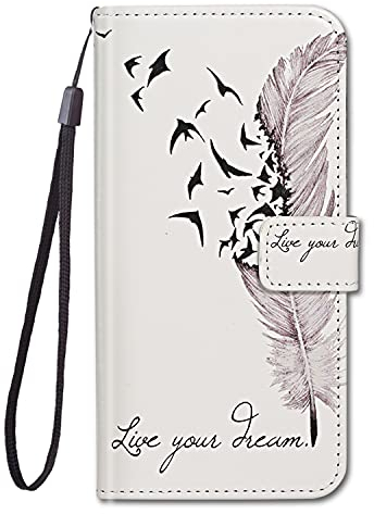 Guxira Handyhülle Leder für Samsung Galaxy A54 5G, Niedliches Muster Motiv Hülle Lederhülle Klappbar Schutzhülle 360 Grad Stoßfest Cover mit Kartenfachr Klapphülle Flip Case - Violette Feder