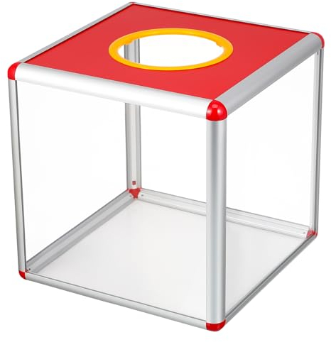 Operitacx Lotterie-Box, Tombola-Box, Spendenbox, Acryl Spendenwahlurne, Quadratische Tombola-Ballspielbox, Transparenter Tickethalter, Kubischer Aufbewahrungsbehälter für Fundraising, 25CM
