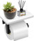 L Wiwlft Porte-rouleau de papier toilette avec étagère, en acier inoxydable, 17 cm, noir