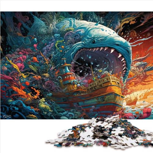 Puzzle Lernspiele Megalodon Hai 1000 Teile für Erwachsene Puzzle für Erwachsene 1000 Teile Puzzle Lernspiele Spiele Spielzeug Geschenk 1000 Stück (26 x 38 cm)