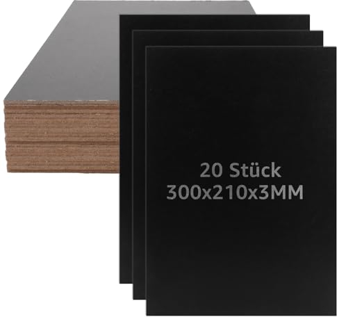 JMIATRY 20 Stück A4 Mdf Platten 300 x 210 x 3 mm, Holzplatten zum Basteln, Holzplatte für Laser, CNC Router, Modellierung, Durchbrochenes