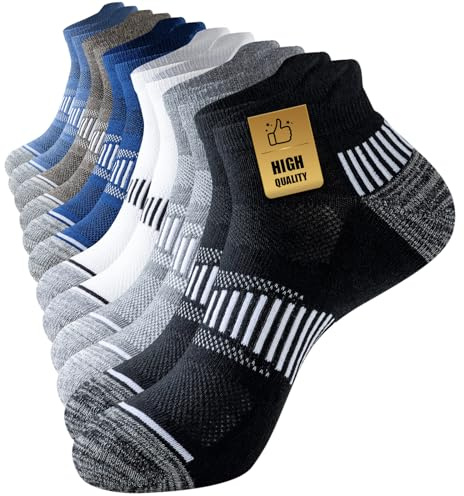 Niorasen Chaussettes de Sport Homme, 6 Paires, Courtes et Rembourrées