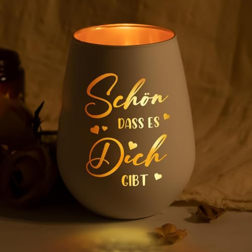 Juratar Geschenke für Frauen Männer, Windlicht mit Gravur Geburtstagsgeschenk für Frauen, Teelichthalter, Graviertes Windlicht aus Glas
