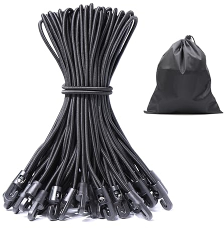 JunGG Spanngummi mit Haken 50 Stück, Expander mit Haken 25 cm, Planenspanner Gummispanner mit Haken für Planenbefestigung Zelt Camping