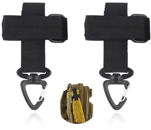Mousqueton Clé Crochet Nylon, 2pcs Gants Tactiques Polyvalents pour l'extérieur, Corde d'escalade, Boucle de Rangement, Porte-clés, Crochet de Gant réglable, Tactique Boucle Suspendue Ceinture