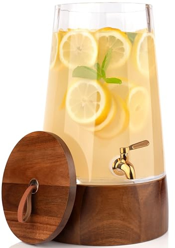 FOODLE Glass Drink Dispenser with Spigot - Beverage Dispenser with Stand