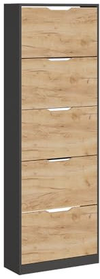 Vicco Schuhkipper Luca, Anthrazit/Goldkraft Eiche, 22 x 169 cm mit 5 Fächern