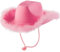Générique Chapeau Cowboy pour Femme avec Plume Duveteux Couleur Unie Bordure en Fourrure à Large Bord Couvre-Chef Rose Hats Western De Cowboy pour Célibataire Costume Party Jouer Habiller