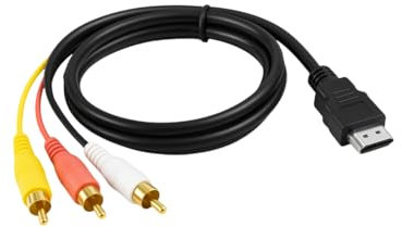 Cavo HDMI a 3RCA, Cable RCA a HDMI 1,5M Adattatore Audio Video 1080P, Cavo HD MI Maschio a RCA AV per HDTV, DVD, Proiettori, Decoder A/V, Supporta Segnale Unidirezionale, Connettori Placcati Oro